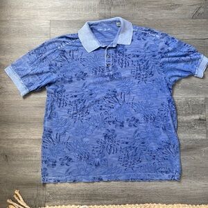 Tommy Bahama Relaxed Denim style pre washed Men's Blue Floral Polo Shirt